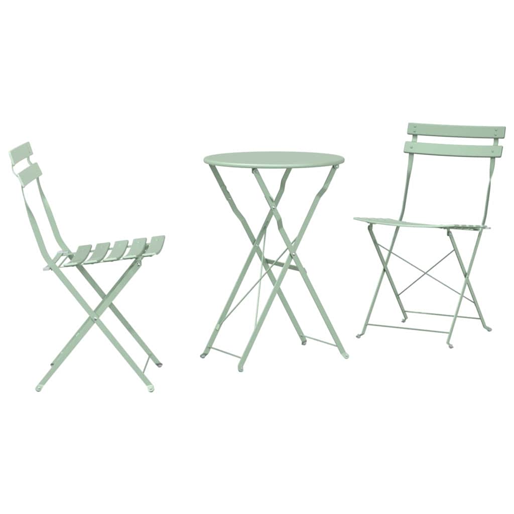 Folding Bistro Set 3 pcs Light mint Steel